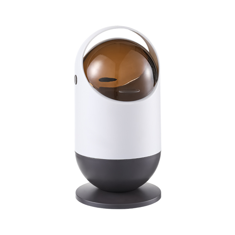 Mini Cute Flip Lid Plastic Storage Bin Creative Desktop Trash Can for Bathroom Kitchen Office and Dressing