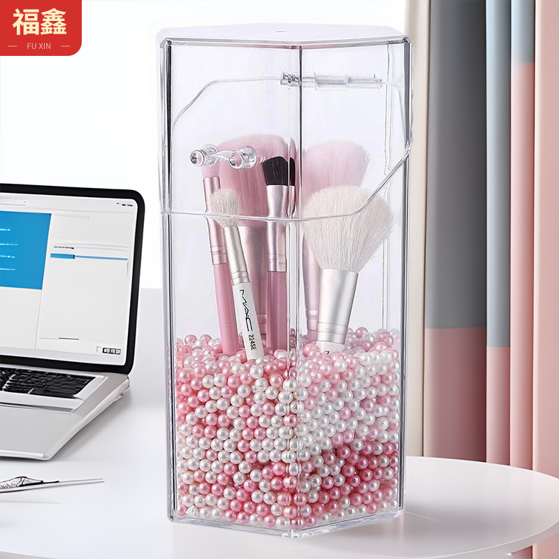 透明亚克力分隔收纳盒PS带盖分隔透明整理杂物化妆刷收纳盒首饰品