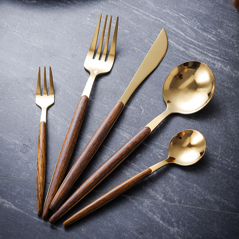 Cuchillo de baquelita creativo, tenedor y cuchara haya cuchillo de filete occidental Tenedor de fruta cuchara de café