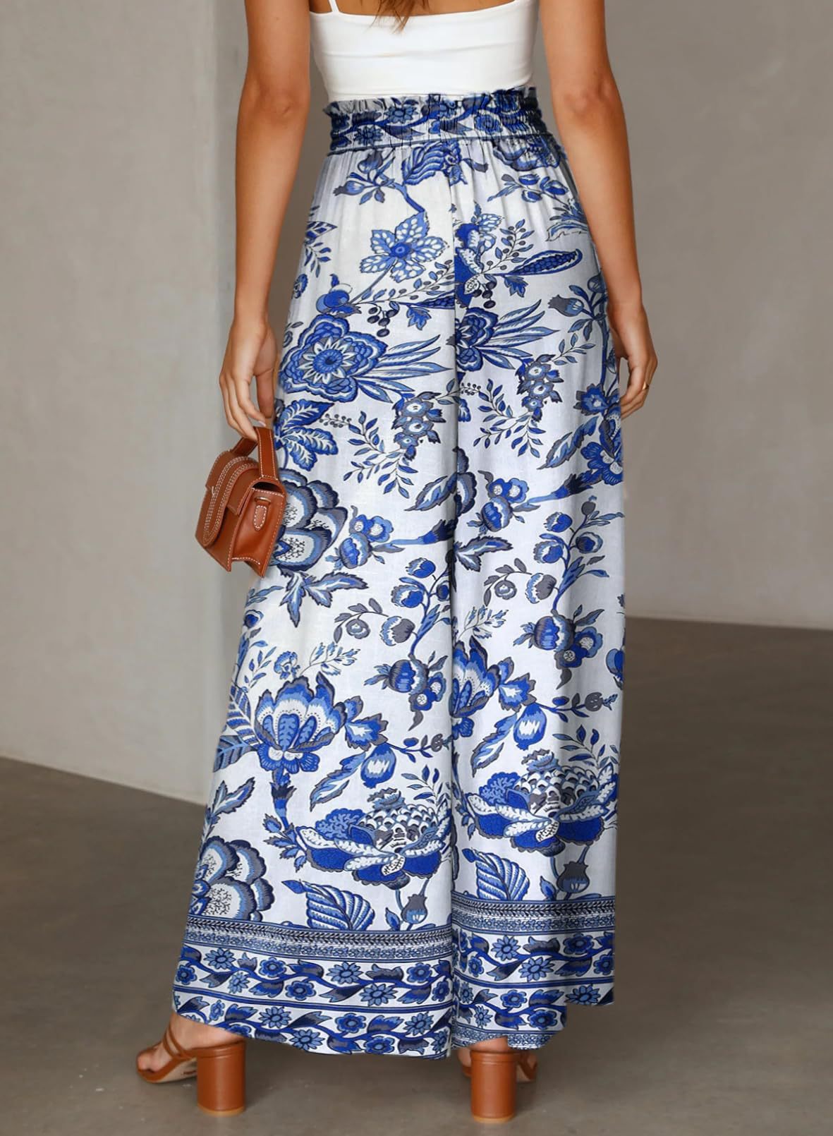 354g Weight Full Length Pants Length Spandex, Polyester Fabric Type High Waist Waist Line Casual Pants Pants Type Holiday, Daily Occasion Loose Fit Type Flower Pattern Summer Season Women's Gender Casual Style Women's Holiday Daily Casual Flower Full Length Casual Pants 14