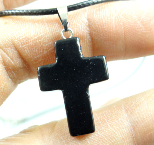 Comercio exterior caliente Piedra Natural Rosa cristal ágata piedra Cruz colgante collar accesorios DIY joyería que hace