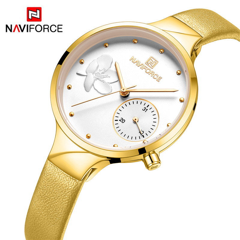 NAVIFORCE Lingxiang 5001 reloj de mujer estudiante coreano simple impermeable calendario reloj de cuarzo reloj de personalidad