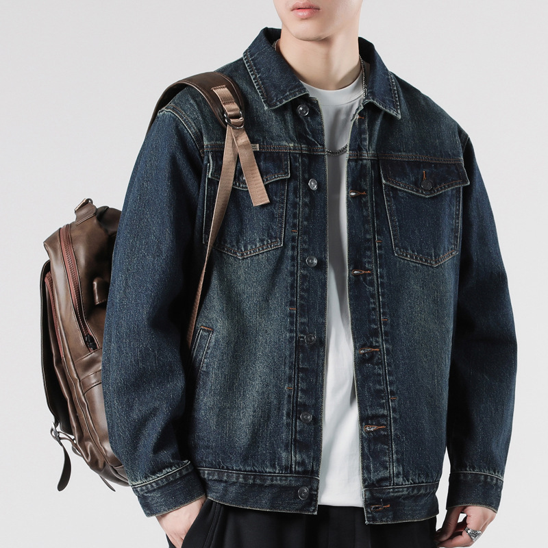 Men's American-Style Denim Jacket with a High-End Feel, Stylish and Cool, 2026 Spring and Autumn New Trendy Brand Multi-Pocket Denim Jacket for Men