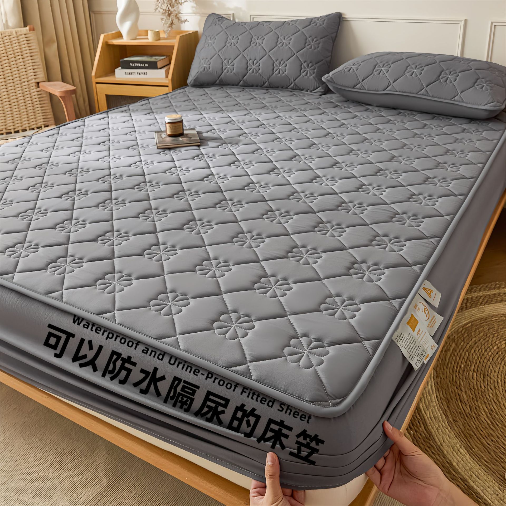 Todo incluido Cama de diafragma impermeable clase A Casa de algodón puro grado madre y bebé dormir desnudo máscara de cama de algodón antibacteriano cubierta de colchón una sola pieza
