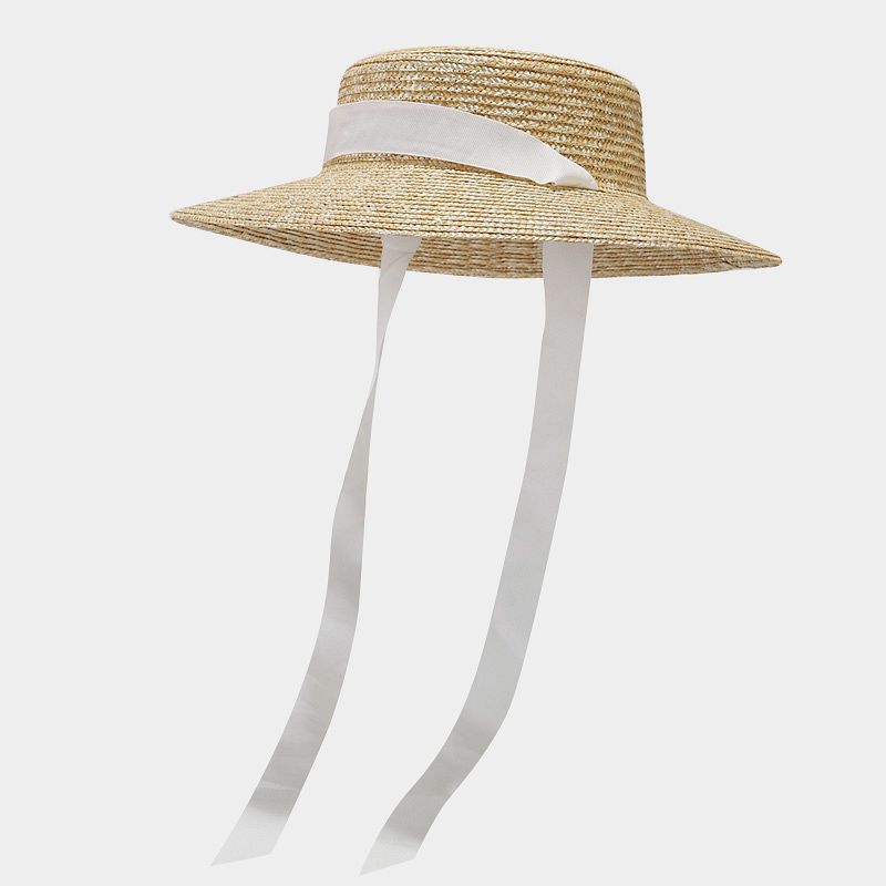 Femmes Style Vintage Pastorale Couleur Unie Les Bretelles Grand Avant-toit Chapeau De Paille display picture 3