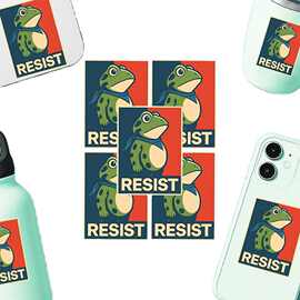 跨境新品Portland Frog Protester Sticker青蛙抗议贴纸防水贴画