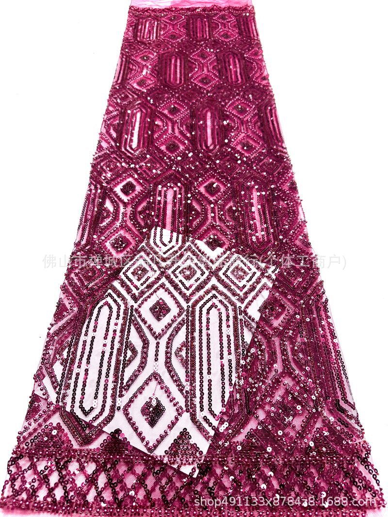 Oriente Medio Gaoding industria pesada bordada tela de brindis ropa de tela fábrica de venta directa de alta gama sequinilla bordada tela