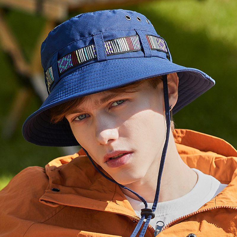 Chapeau d'alpinisme avec ruban pour hommes, chapeau de pêcheur Simple, pare-soleil attaché, coupe-vent, nouvelle collection printemps/été_voghion.com