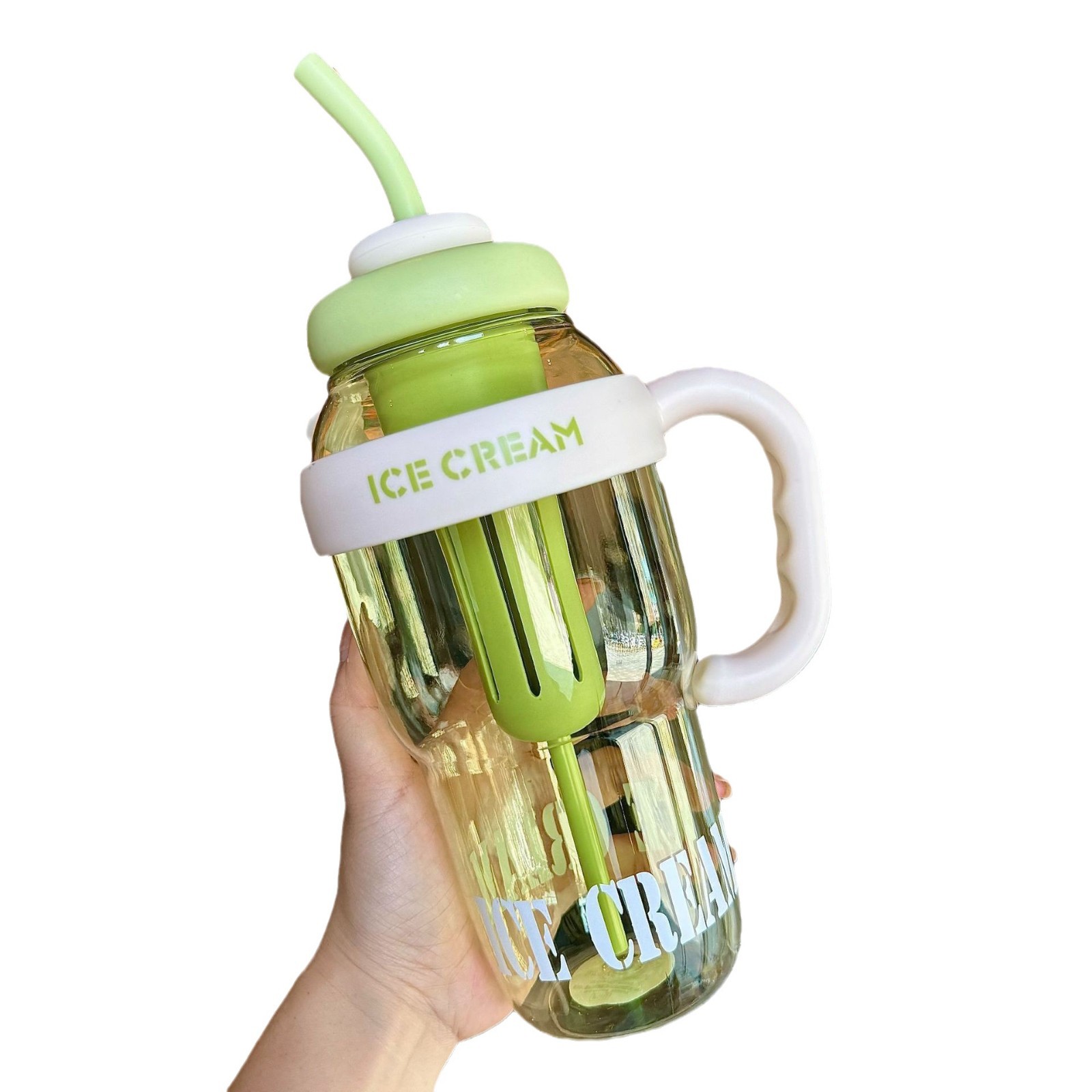 Vaso de plástico para té con leche, estilo "Lucky Belly", con pajita, botella de agua de gran capacidad, venta al por mayor de fábrica, verano 2024.