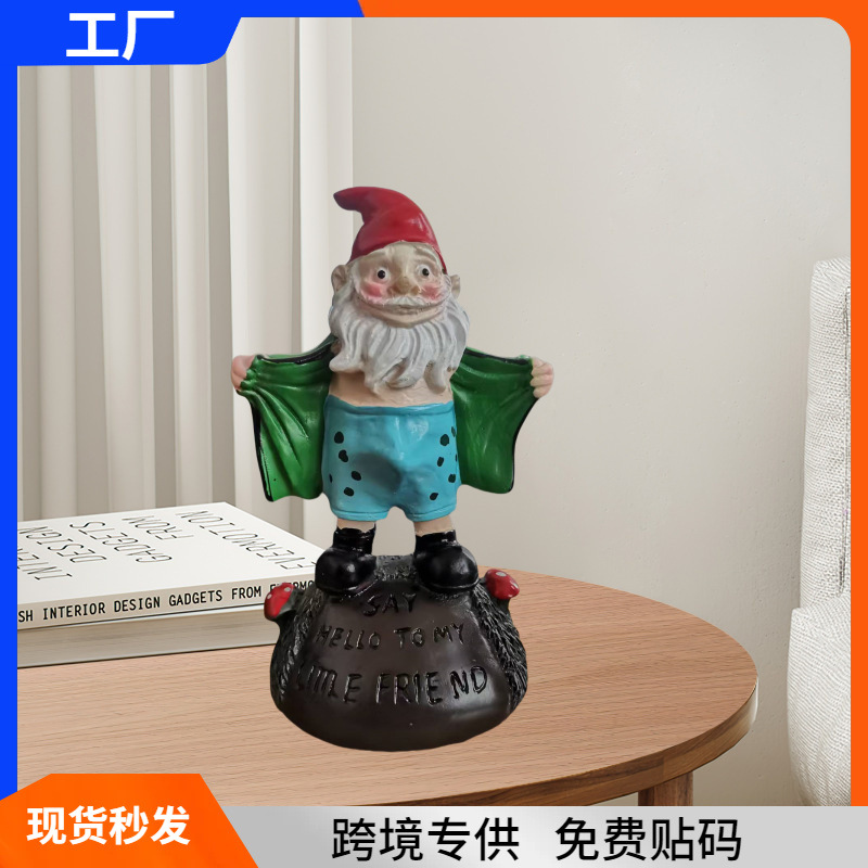 Cross-Border Bizarre White-Bearded Dwarf Goblin Resin Figure Garden Yard Statue Decoration Outdoor Craft