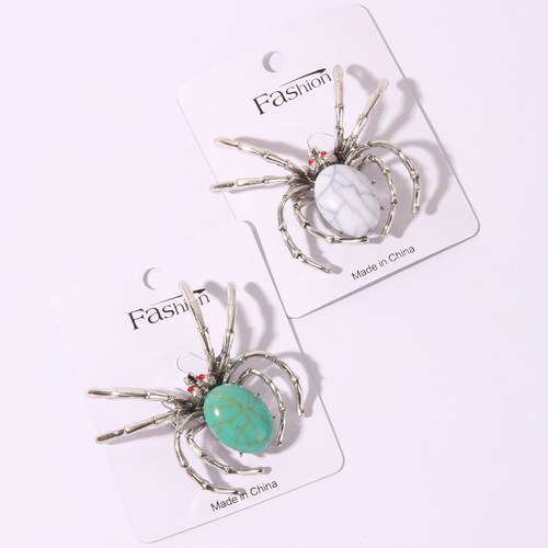 B010 European and American exaggerated fashion insect brooch, high-end atmospheric insect lady corsage, personalized retro turquoise clothing