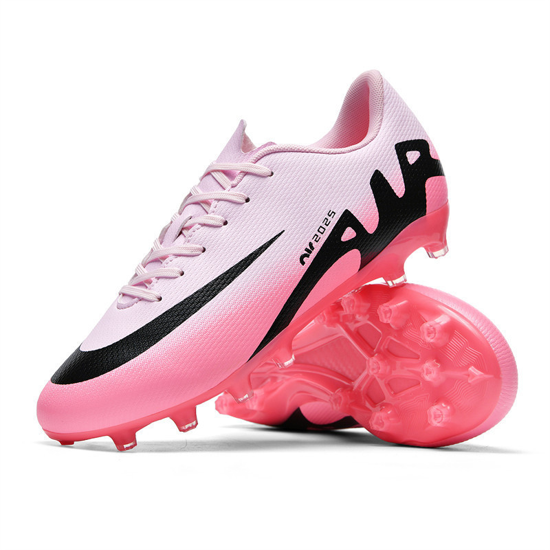 Nuevos zapatos de fútbol para adultos transfronterizos rosa para hombres y mujeres adolescentes y niños estudiantes ag ag ag agujeros TF entrenamiento al por mayor