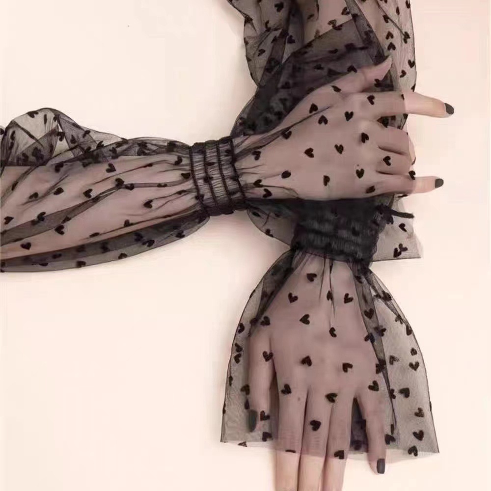 Summer Lace Sunscreen Mesh Sleeves Love Dot Popular Trumpet Sleeves Sunscreen Love Dot Gloves