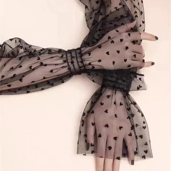 Summer Lace Sunscreen Mesh Sleeves Love Dot Popular Trumpet Sleeves Sunscreen Love Dot Gloves