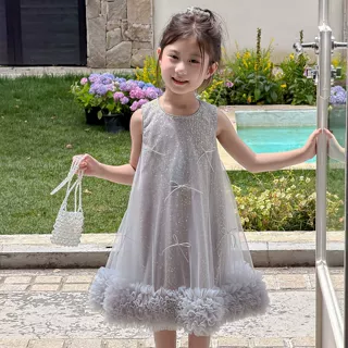 女童连衣裙夏季2026新款洋气宝宝蝴蝶结背心儿童夏装蛋糕公主裙子