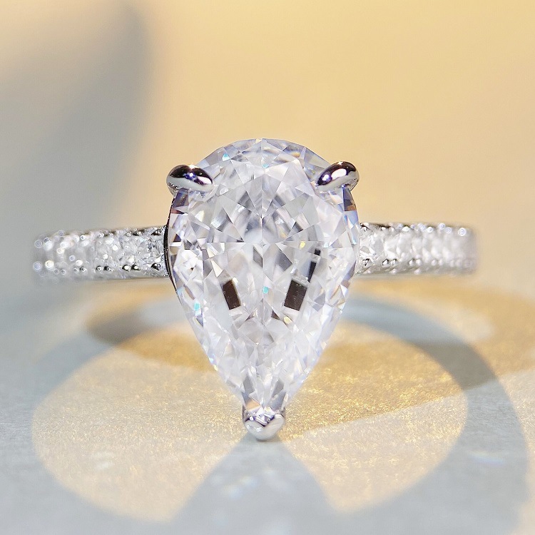 Fashion Water Droplets Sterling Silver Irregular Plating Rhinestones Rings 1 Piece