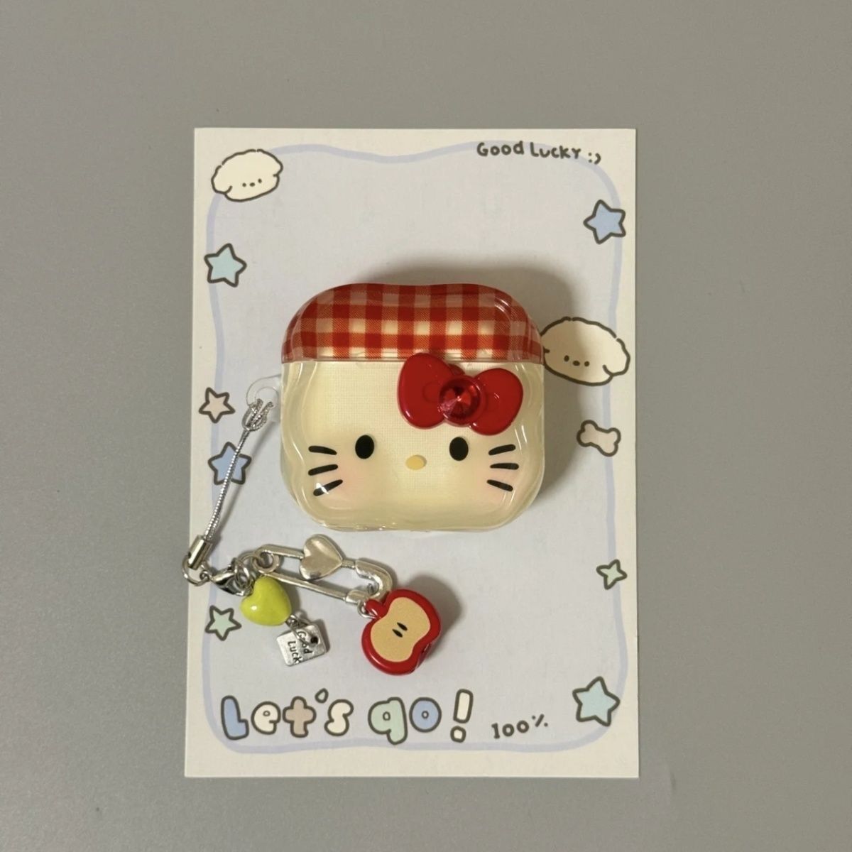 Apple Red Grid Kitty para Apple AirPods 2nd Generation Bluetooth Earphone Cover AirPods 3rd Generation 4th Generation