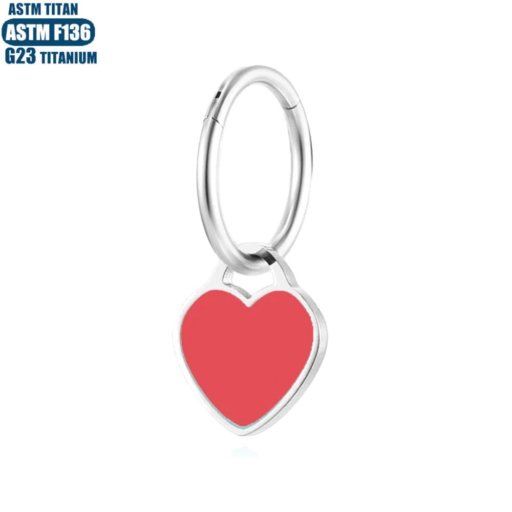 F136 Titanium Alloy Heart-shaped Pendant Earrings Seamless Opening Ring Tragus Cartilage Hoop for Women detail image 9