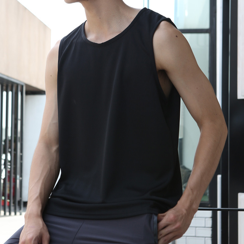 Chaleco deportivo para hombres de verano running fitness hielo rápido secado baloncesto entrenamiento de pista y campo camiseta sin mangas hombre hombro