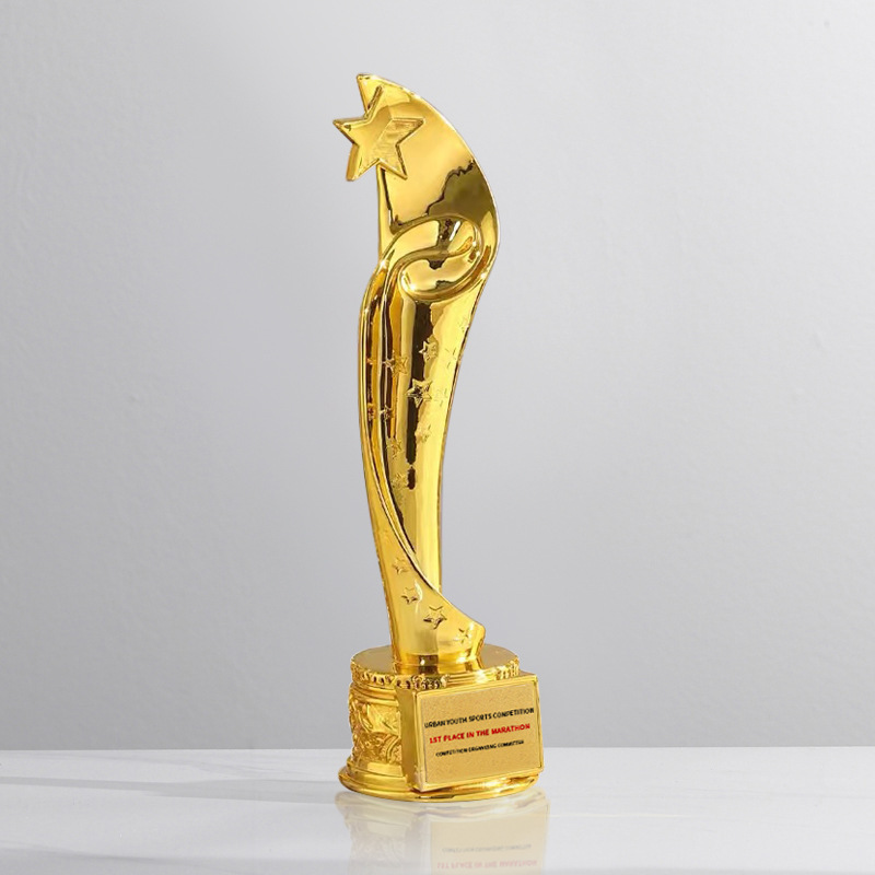 Trofeo de cristal de resina creativo, premios de producción, premios de competición deportiva de gran venta, recuerdos de reuniones anuales de empresa chapados en oro