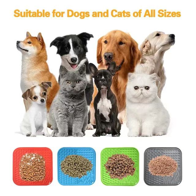 Fábrica al por mayor nuevo de silicona mascota lamiendo estera de silicona ventosa estera de comida lenta perro anti-estrangulamiento estera de comida lenta de silicona