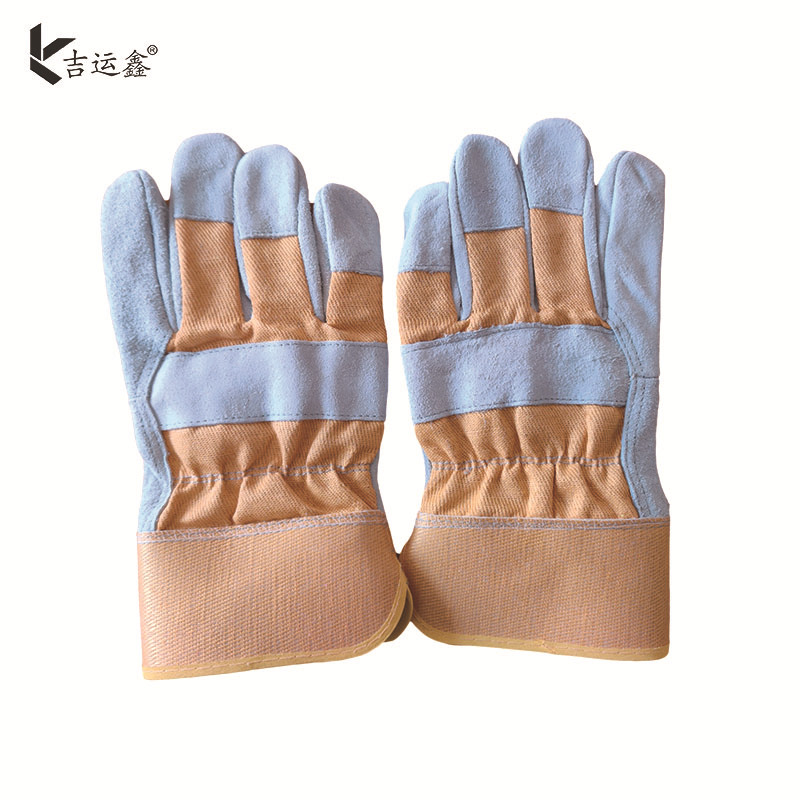 电焊工隔热手套 短款牛皮手套材质BC级认证 黄胶全掌防护焊接手套