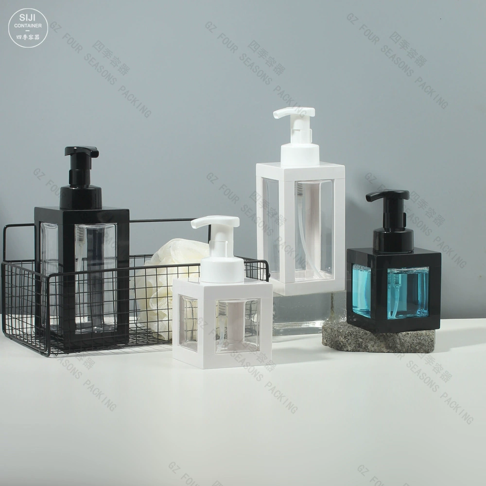 Предпочтительный вариант: черно-белый флакон для пены объемом 750 мл, квадратный флакон для пенообразования, флакон с помпой для мусса для умывания объемом 350 мл.