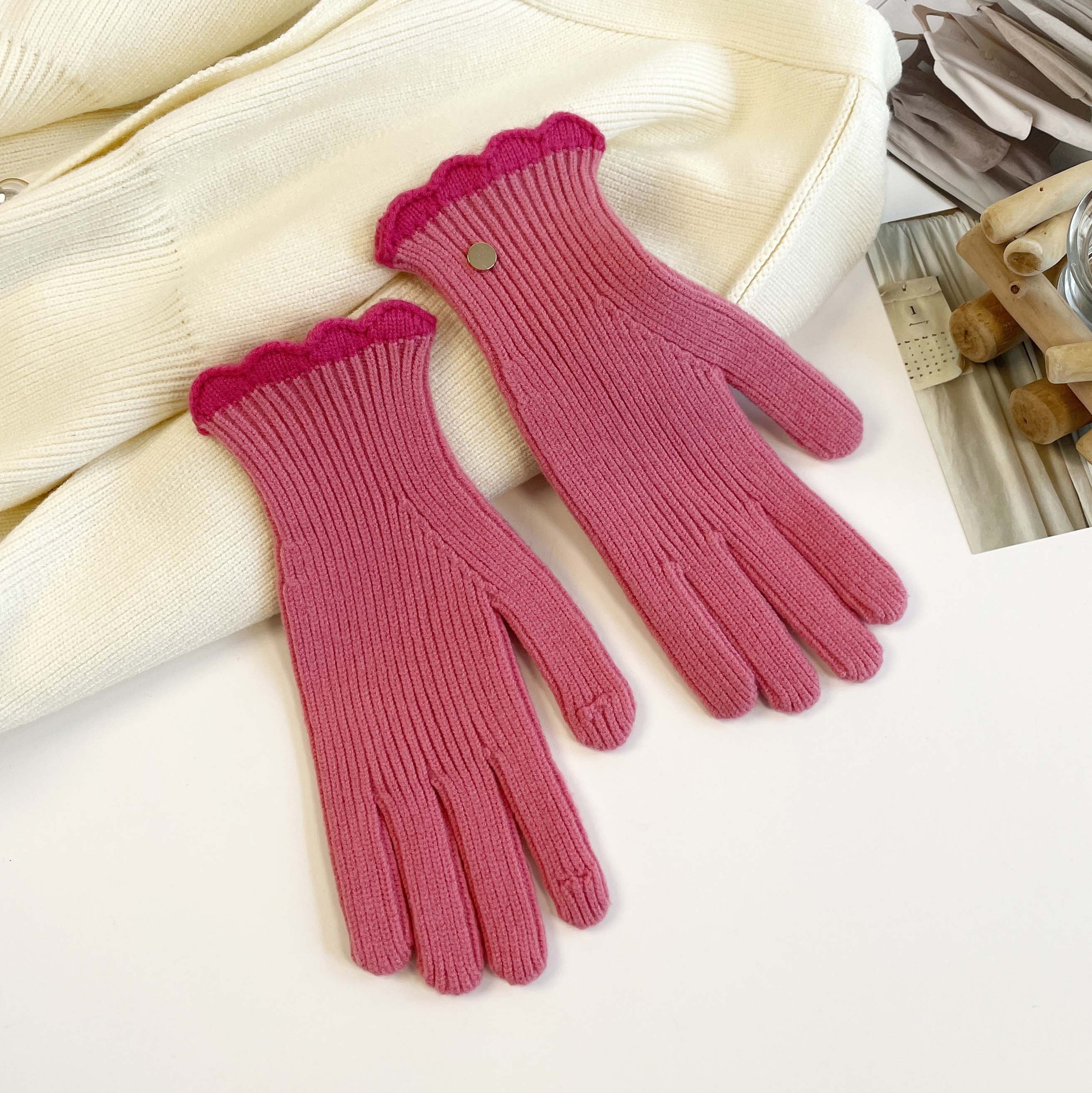Gestrickte Handschuhe Für Damen Warme Winter-wollhandschuhe_voghion.com