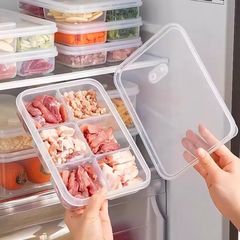 冷冻肉类备菜食品级收纳盒冰箱分格盒子保鲜盒带盖装盒配料跨境
