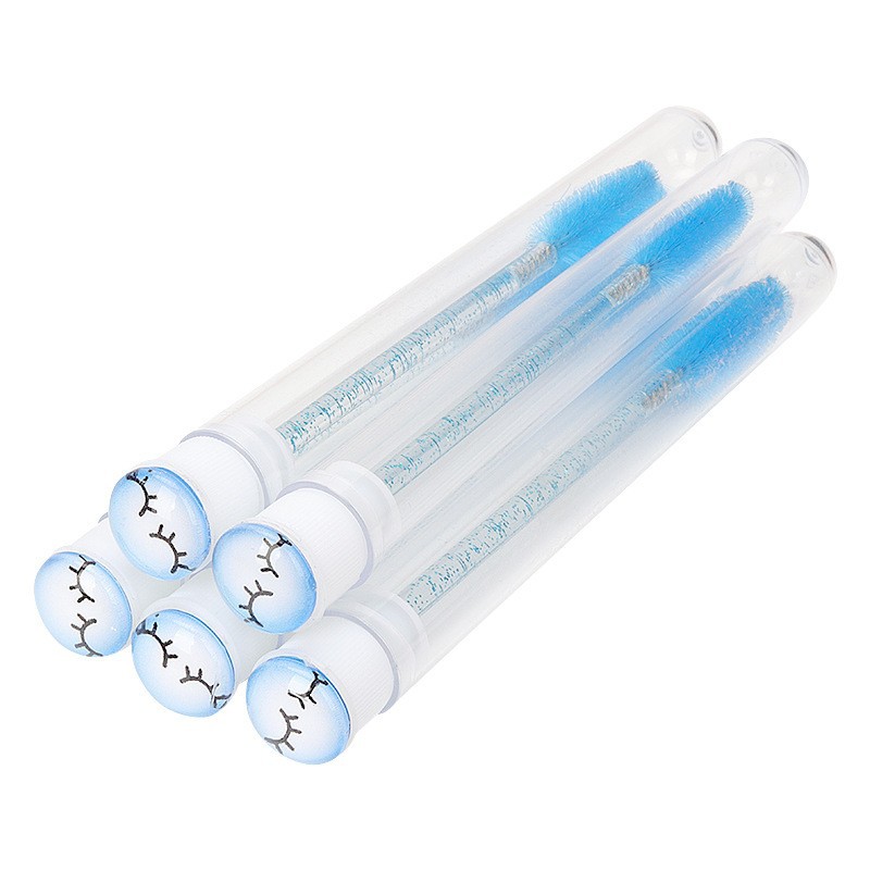 Cepillo para pestañas con tubo perforado, cepillo para pestañas desechable con varilla de cristal, peine para cejas, cepillo para pestañas portátil para maquillaje