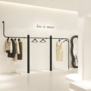Clothing Store Stainless Steel Light Luxury Black Wall Hanger Men's and Women's Clothing Store Shelf Clothes Side Hanging Display Rack