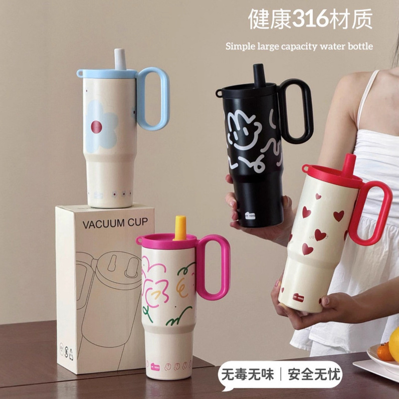 轻奢高级感水杯子316不锈钢便携咖啡杯大容量高颜值小众保温水壶|undefined