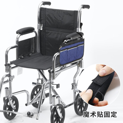 Cross-border wheelchair armrest bag, side-mounted storage pouch with multiple pockets, featuring a reflective strip—perfect for strollers and baby carriages.