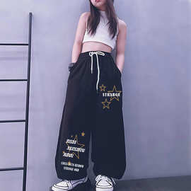 男女中大童儿童纯棉hiphop卫裤休闲运动裤炸街嘻哈宽松街舞束脚裤
