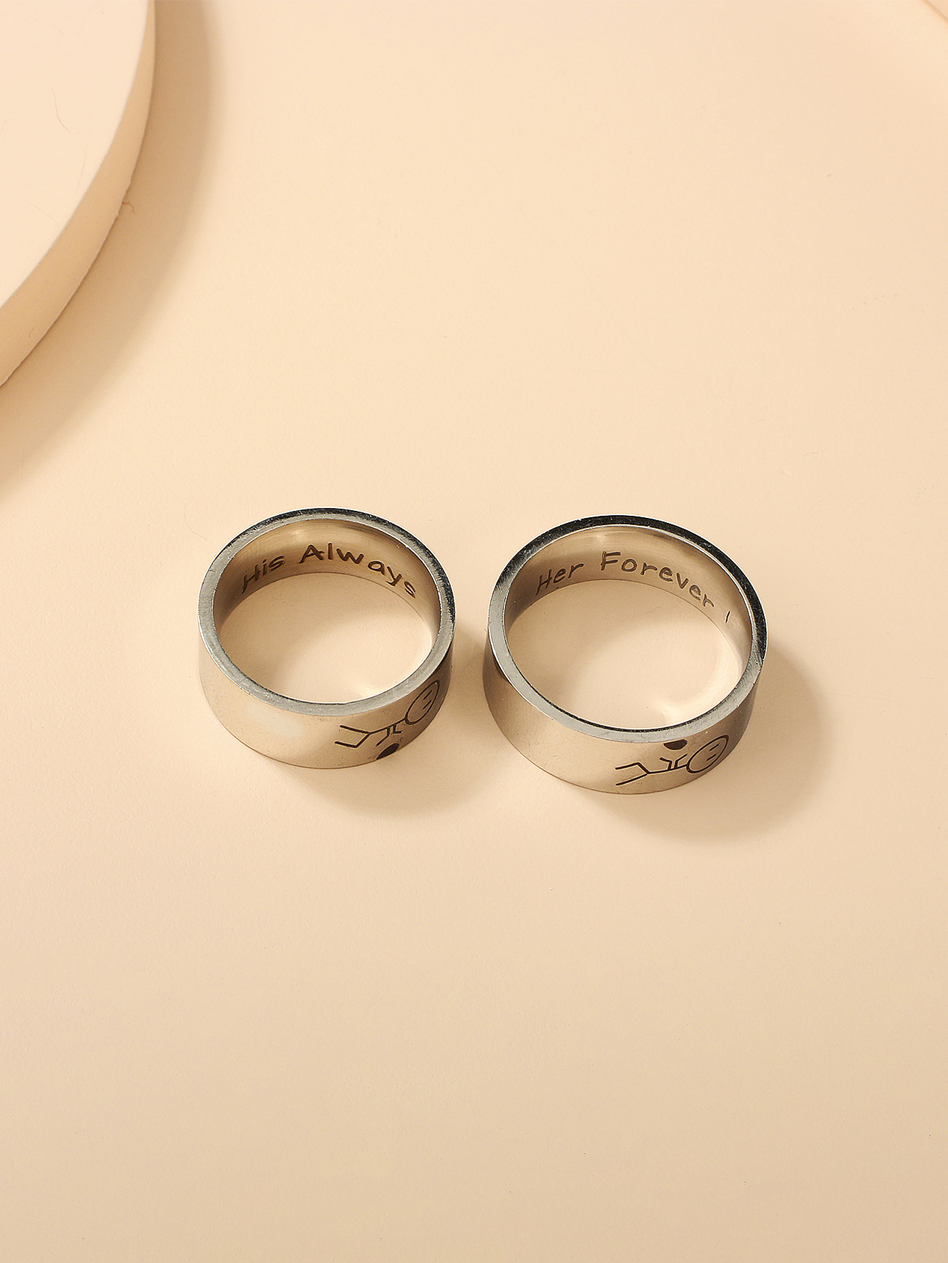 Fashion Letter Stainless Steel Couple Ring display picture 2