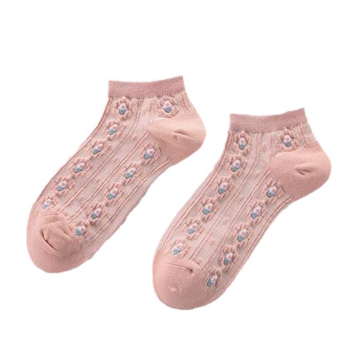 [Pink] Spring and Autumn style girls' cute pink Harajuku style shallow mouth low-cut comfortable short socks boat socks all cum batch