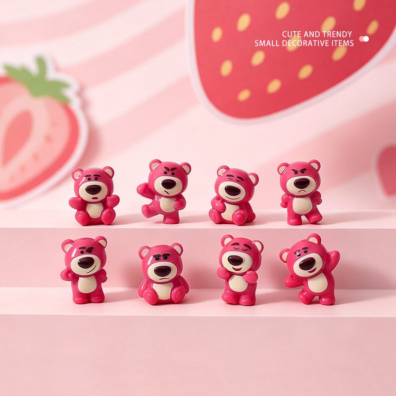 Rose Red Strawberry Bear Resin 3D Figurine DIY Cream Glue Handmade Accessories Desktop Mini Decoration Ornament Rose Red Strawberry Bear Resin 3D Figurine DIY Cream Glue Handmade Accessories Desktop Mini Decoration Ornament