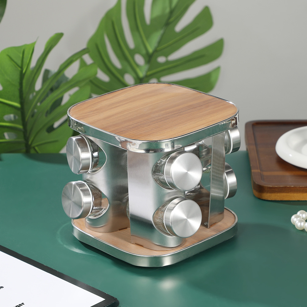 Estante giratorio para especias, organizador de botellas de condimentos para cocina, juego de frascos de especias transparentes, estante de almacenamiento multifuncional
