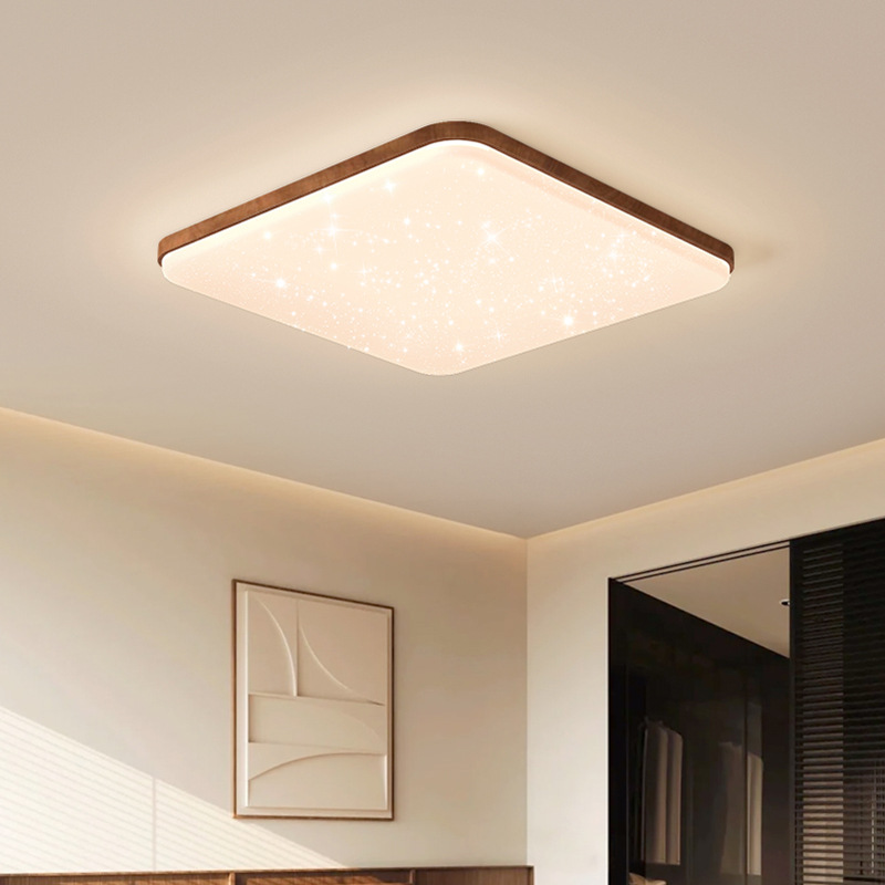 [Seleccionado cuidadosamente] Paquete para toda la casa, lámpara de sala de estar, lámpara de techo de grano de madera de nogal de estilo antiguo, lámpara de protección ocular de espectro completo