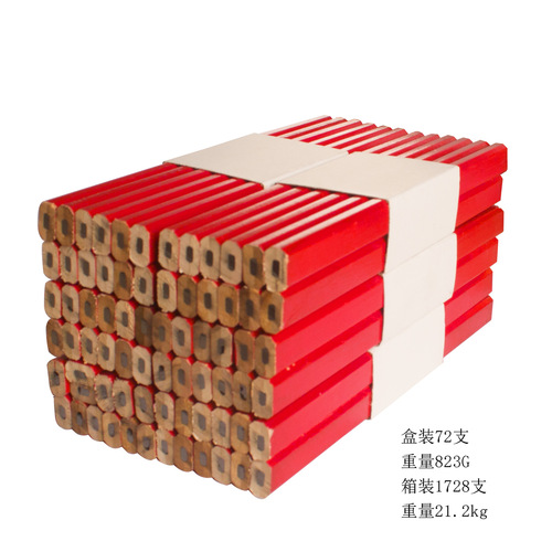 Factory] Woodworking pencil poplar red lacquer octagonal pencil HB lead North American red and blue two-color scribing pen
