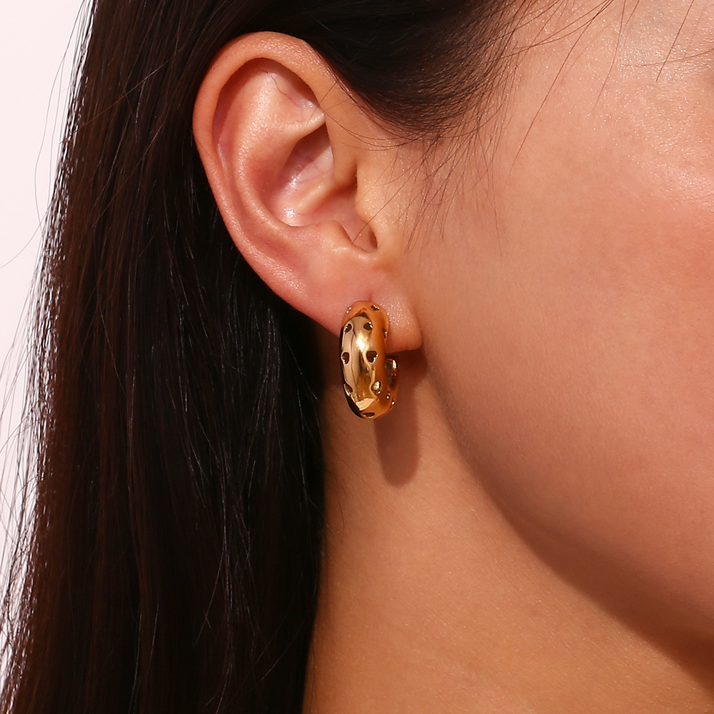 Women's Gender Vintage Style, French Style Style 18K Gold Plated 316L Stainless Steel C Shape Angel Waterproof Non Tarnish Surgical Steel Vintage Style French Style Drop Earrings Earrings Ear Studs For Women's