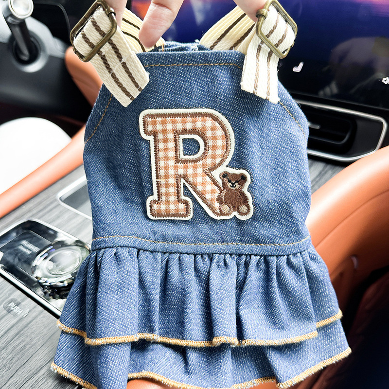 スポットクロスボーダー人気ペット子犬猫服ソース工場直販春夏新作ホットガールデニムスカート|undefined