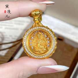 金店同款沙金饰品点钻黄财神嘎乌盒蓝松项链久不掉色沙金项链批发