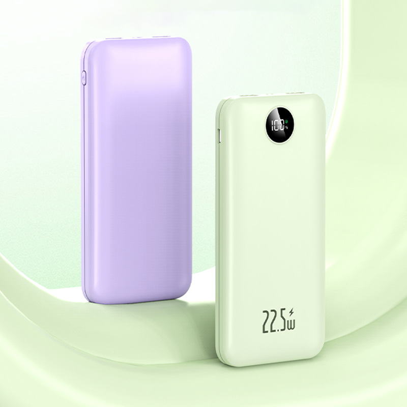 Los fabricantes suministran mini banco de energía portátil para viajes al aire libre, batería, pantalla digital de color sólido de gran capacidad, fuente de alimentación móvil multicolor