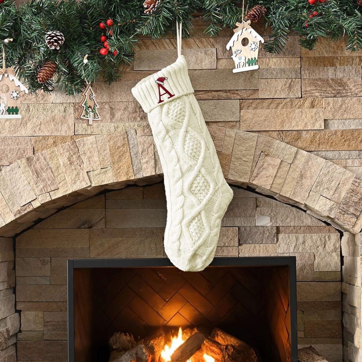 Amazon Europa y los Estados Unidos medias de Navidad personalizadas bordadas calcetines de letras de punto medias de regalo de Navidad colgantes fabricantes image 3