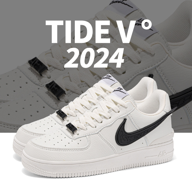 Af1 Air Force One Men's White and Black Sneakers with Fluorescent Green Large Hook Shoes Putian Women's Shoes Aj Men's Shoes Low Top