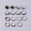 Fashionable metal retro accessory, sophisticated gemstone ring, set, European style