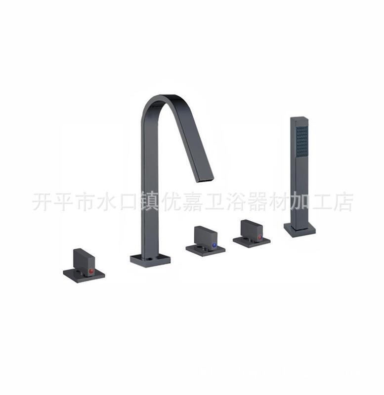 Kaiping Youjia Bathroom Bathtub Hot and Cold Faucet Gun Gray Five-Piece Set Massage Pool Shower Five-Hole Faucet 5403