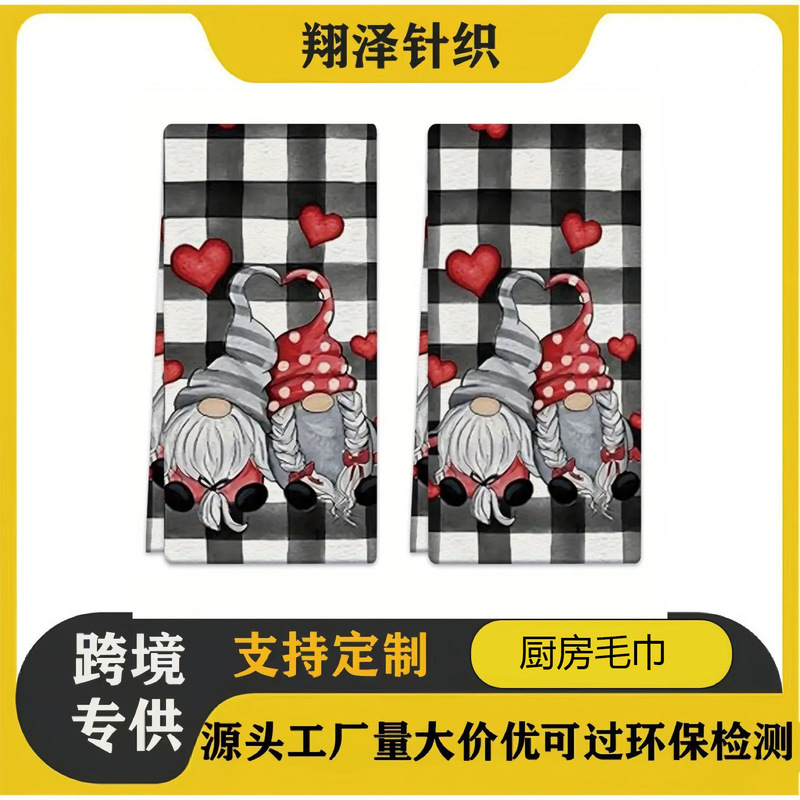 Cross-Border Special Temu Sale Winter Christmas Pine Tree Snowman Kitchen Towel Dish Towel Farmhouse Kitchen Dish Towel