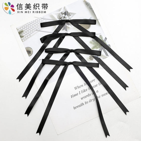 Cross-border Hot Selling 1cm Long Tail Tie Bow Black Cake Card Decoration Christmas Tree Dress Up Bow